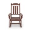 Pecan Traditional Porch Rocker Classic HDPE Poly Lumber For Porch, Patio, And Garden Comfort - Brown - Image 3