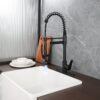 Kitchen Sink Faucet With LED Pull Down Sprayer, Single Handle High Arc Faucet, Dual Spouts, Deck Mount - Matte Black - Image 2