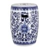 Ceramic Garden Stool, Small Side Tabel - White / Blue - Image 2