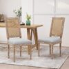 French Country Dining Chair (Set of 2) With Upholstered Seats - Light Gray - Image 4