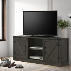 Salma - Wide TV Stand With 2 Open Shelves And 2 Cabinets - Dark Gray