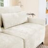 Elegant Chenille 3 Seater Sofa With Movable Ottomans High Resilience Sponge - Beige - Image 13