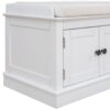 Storage Bench With 4 Doors And Adjustable Shelves, Shoe Bench With Removable Cushion For Living Room, Entryway - White - Image 11