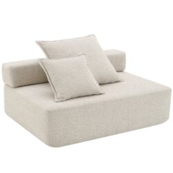 Loveseat Frame For Oversized Modular U Shaped Sectional Floor Couch Convertible Compressed Couch, Spacious Foam Filled Sofa - Beige