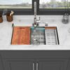 33" Drop In Kitchen Sink With Ledge Workstation, Single Bowl, 16 Gauge Stainless Steel - Black / Gray - Image 4