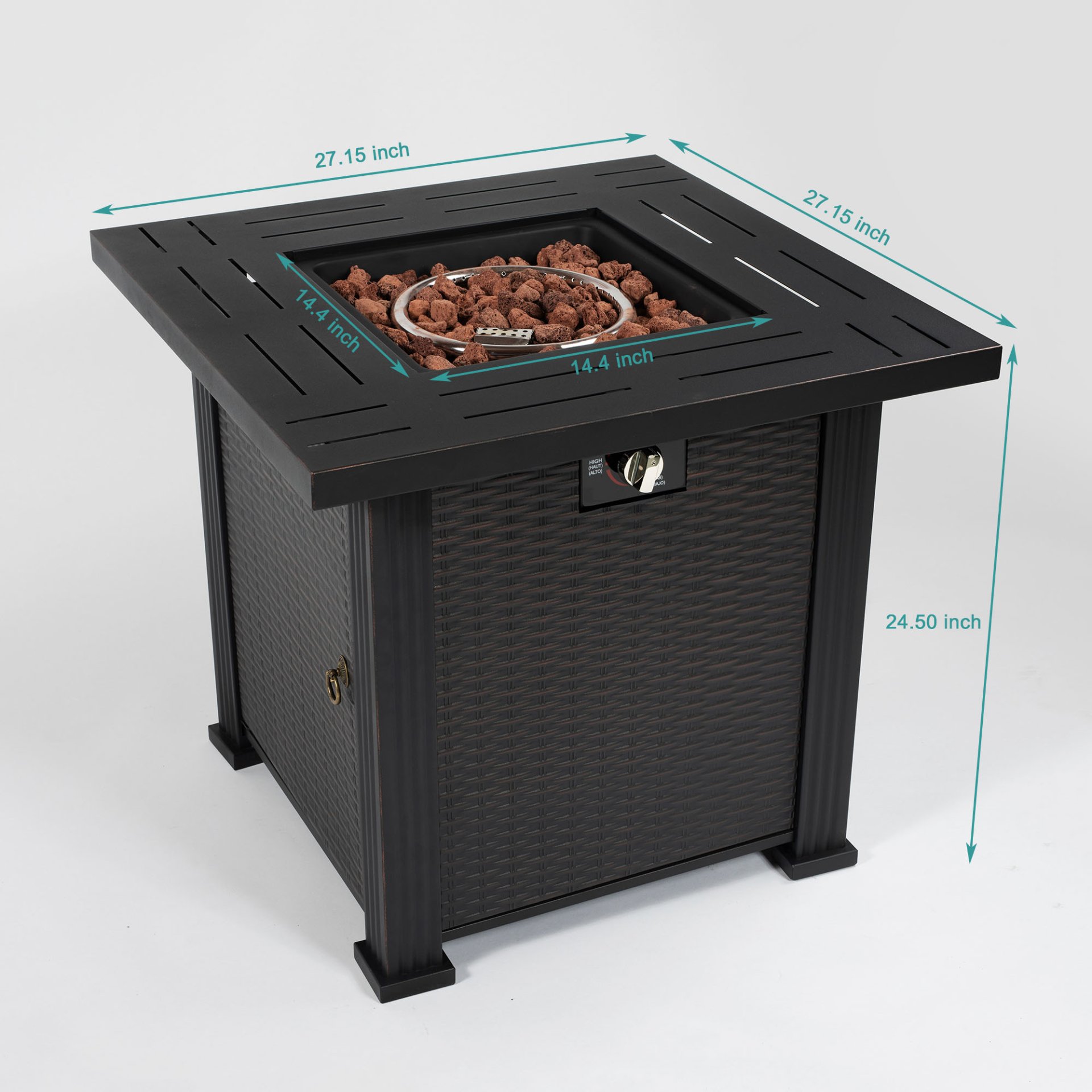 28" Square Fire Pit Table - Brown - Image 5