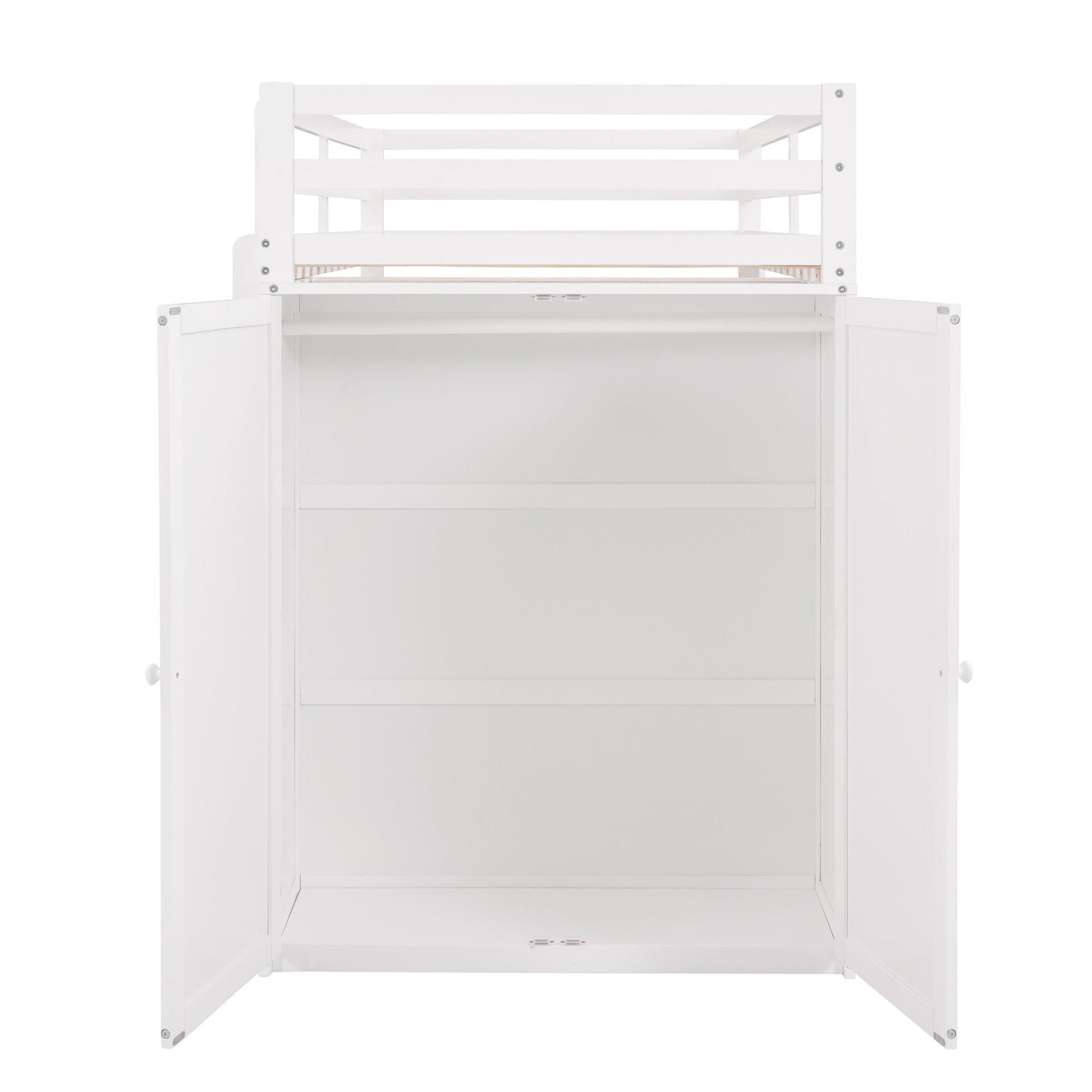 Twin Size Loft Bed With Drawers, Desk, And Wardrobe - White - Image 12