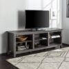 Modern Transitional 3 Shelf Open Storage 70" TV Stand For 80" TVs - Charcoal - Image 5