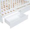 Full Size Daybed With Fence Guardrails And 2 Drawers, Convertible Floor Bed & Daybed - White - Image 15