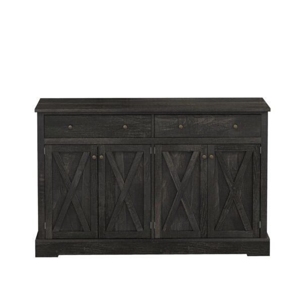 Vintage Sideboard With 2 Drawers And Four Doors For Living Room, Bedroom, And Kitchen, Room Storage Cabinet - Black Brown