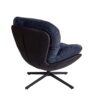 360° Swivel Office Chair, Modern Chenille Chair With And Metal Base Frame, No Wheels, Accent Chair - Dark Blue - Image 17