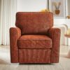 360 Degree Swivel Chair Accent Barrel Armchair With Side Pockets - Red - Image 9