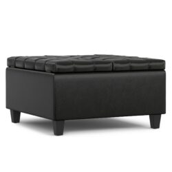 Harrison - Small Square Coffee Table Storage Ottoman - Black