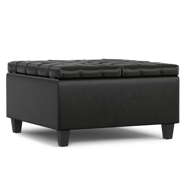 Harrison - Small Square Coffee Table Storage Ottoman - Black