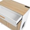 Pet Friendly Furniture Style Cat Litter Box House With Sisal Scratching Door And Charging Socket - Beige / White - Image 20
