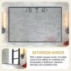 36X24" Rectangular Bathroom Mirror Square Angle Metal Frame Wall Mounted Hanging Plates Wall Mount Mirror For Bathroom (Horizontal & Vertical) - Black - Image 10