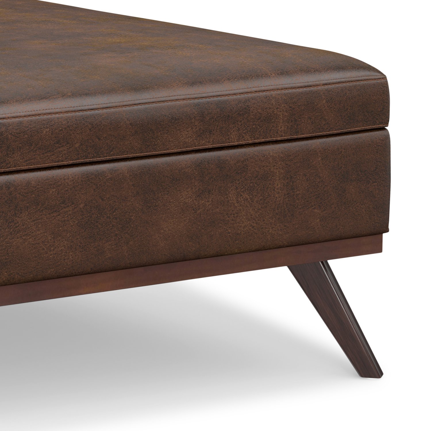 Owen - Extra Large Square Coffee Table Storage Ottoman - Distressed Chestnut Brown - Image 6