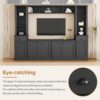Minimalist - Entertainment Wall Unit Set With Bridge For TVs Up To 75", Ample Storage Space TV Stand With Adjustable Shelves - Black - Image 7