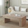 Rustic Wood Coffee Table Modern Farmhouse Rectangular Table For Living Room - Natural / Natural Multi / Natural Wood / Natural / Rustic - Image 4