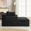 Modern Corduroy Chaise Lounge Sofa Bed With Removable Pillows, Upholstered Sleeper Sofa - Black - Image 11