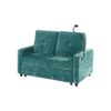 Modern Loveseat Pull Out Sofa Bed With Adjustable Backrest, Two Cup Holders, A Phone Holder, Three Charging Ports And Side Storage Pockets For Living Room - Teal - Image 17
