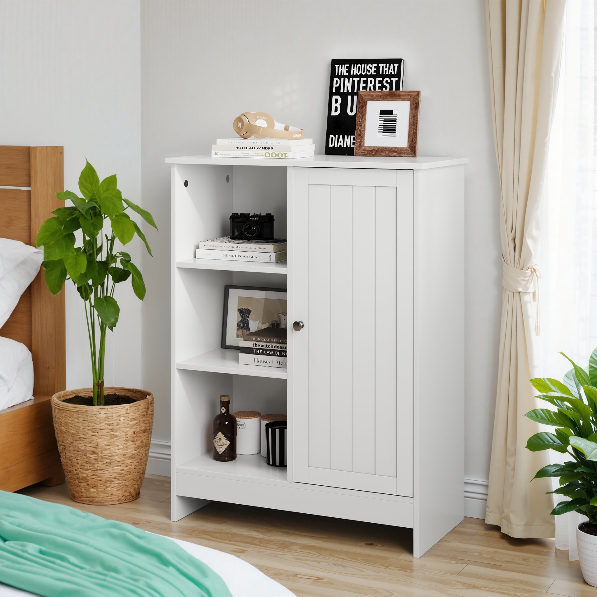 Classic Freestanding Bathroom And Kitchen Storage Cabinet With Adjustable Shelves - White - Image 7