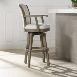 Williams - Swivel Bar Stool With Armrests - Natural White