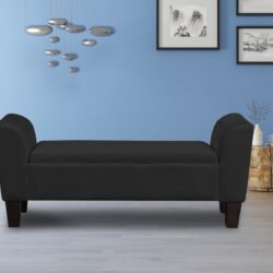 Mila - Velvet Ottoman Bench With Storage - Black