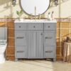 Bathroom Vanity With Sink, Soft Close Doors, Adjustable Shelves, 36" - Gray - Image 2