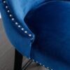 Contemporary Velvet Upholstered Wing-Back Barstools With Button Tufted Decoration And Wooden Legs, And Chrome Nailhead Trim, Leisure Style Bar Chairs, Bar Stools (Set of 4) - Blue - Image 11