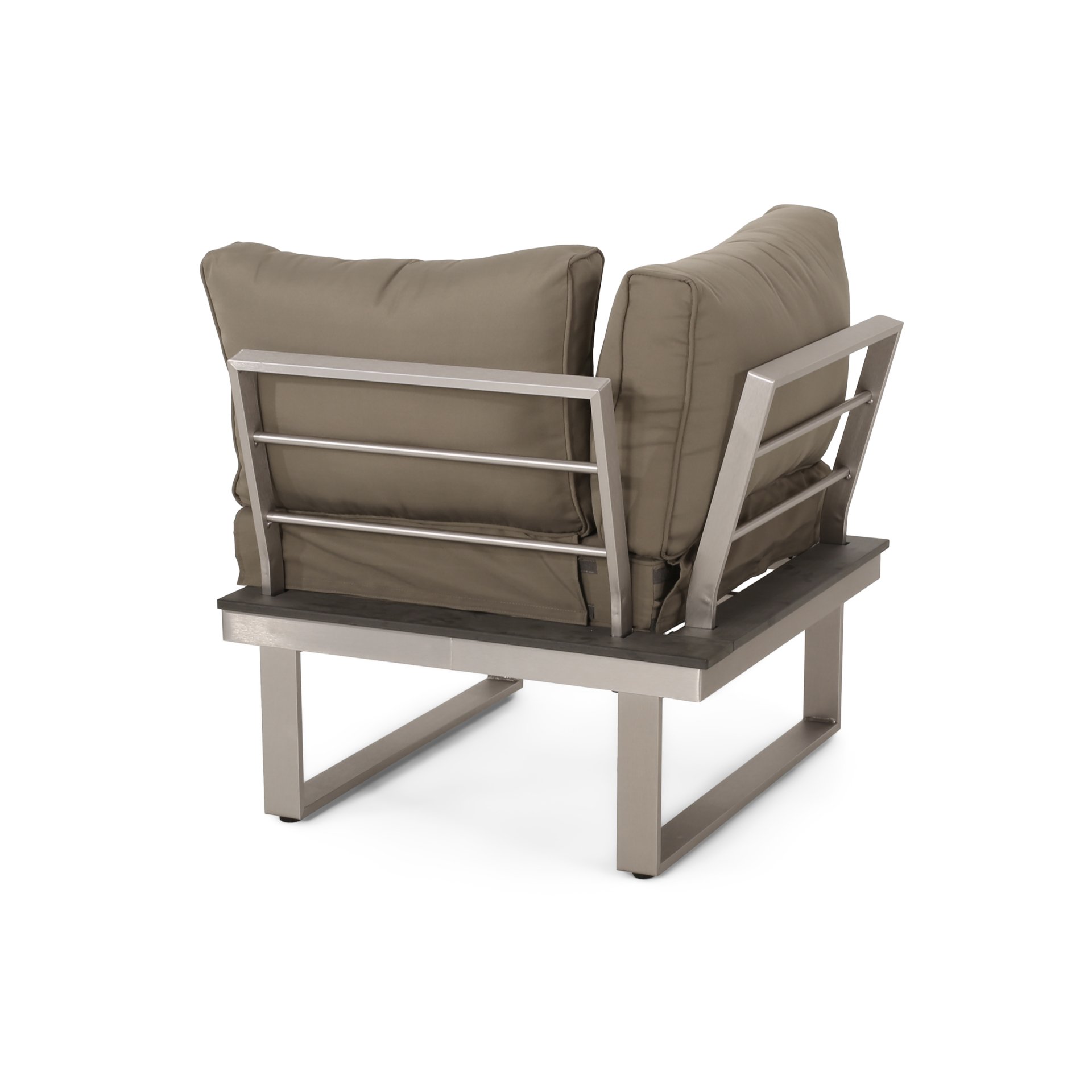 Sterling - Outdoor Aluminum V Shaped 5 Seater Sofa Set With Cushions - Gray / Khaki / Silver - Image 18