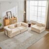 Convertible Floor Sofa Bed With Fixed Shape Frame, Boneless Modular Sectional Sofa, For Living Room - Beige - Image 16