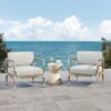Oriana - Aluminum Outdoor Patio Armchair With Thick Cushions - Light Gray - Image 15