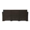 Outdoor 3 Seater Rattan Sofa With Water Resistant Cushions - Brown / Mix Beige - Image 6