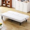 Versatile Corduroy Sofa Bed With Frame - Beige - Image 7