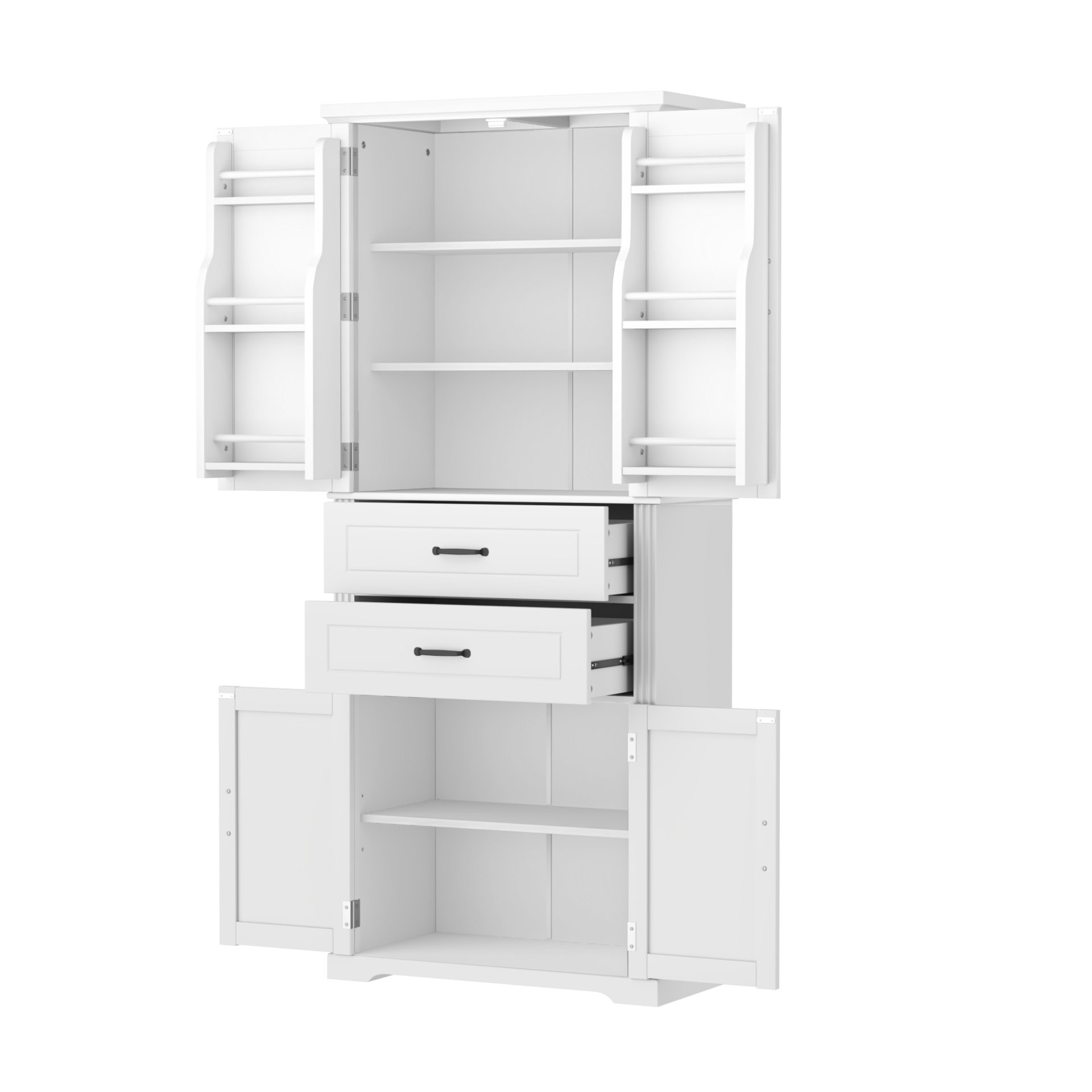 Elegant Multi Functional Storage Cabinet With Slide Rail Drawers, Adjustable Shelves - White - Image 11