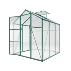 Newly Marketed Gain Height Windproof Aluminum Greenhouse 6 X 6 Ft Polycarbonate Greenhouse Raised Base And Anchor Aluminum Heavy Duty Walk - In Greenhouses For Outdoor Backyard In All Season - Green