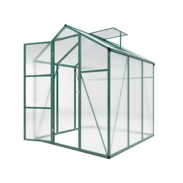 Newly Marketed Gain Height Windproof Aluminum Greenhouse 6 X 6 Ft Polycarbonate Greenhouse Raised Base And Anchor Aluminum Heavy Duty Walk - In Greenhouses For Outdoor Backyard In All Season - Green