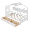 Twin Size House Bed With 2 Drawers, Kids Bed With Storage Shelf - White - Image 5