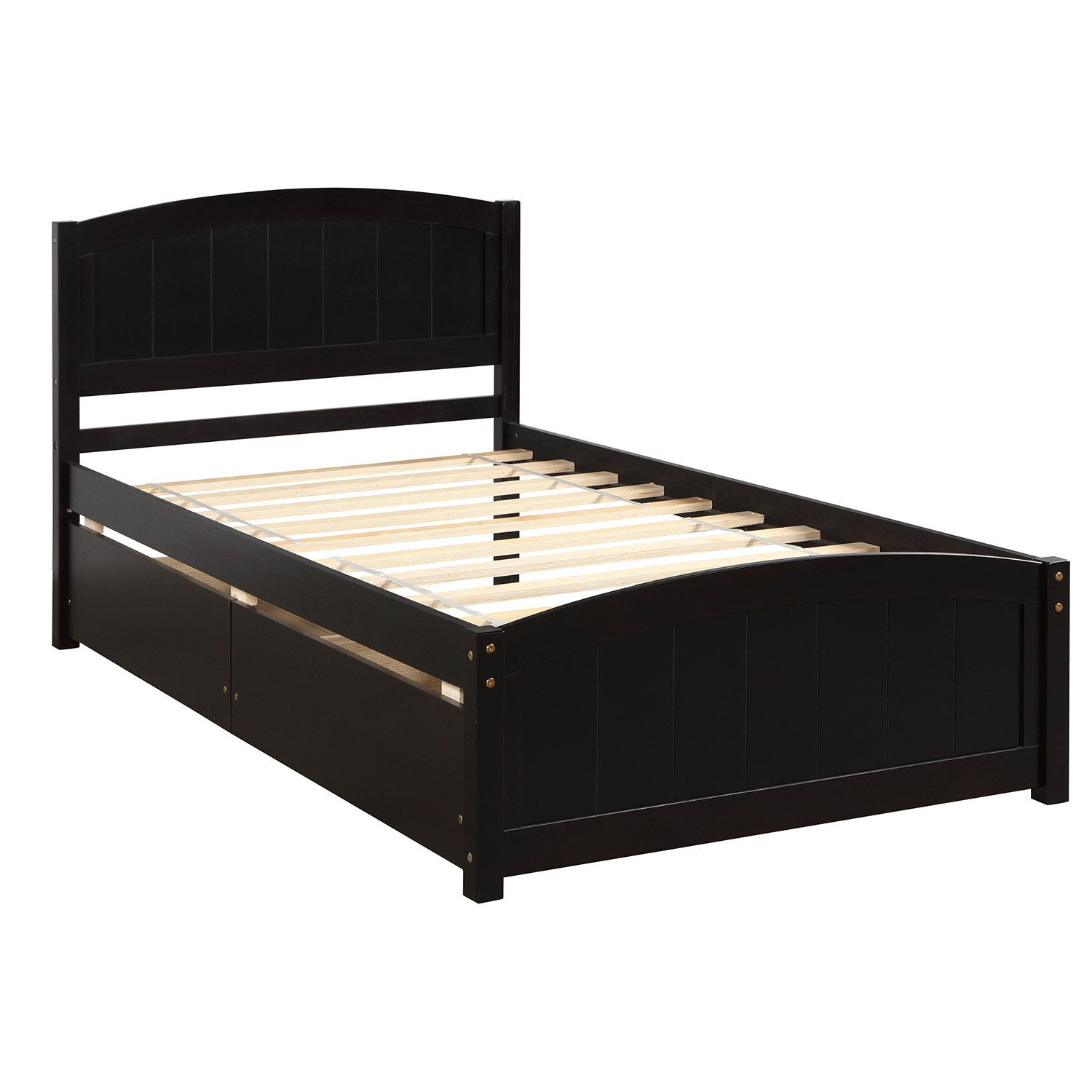 Twin Size Platform Bed With Two Drawers - Espresso - Image 4