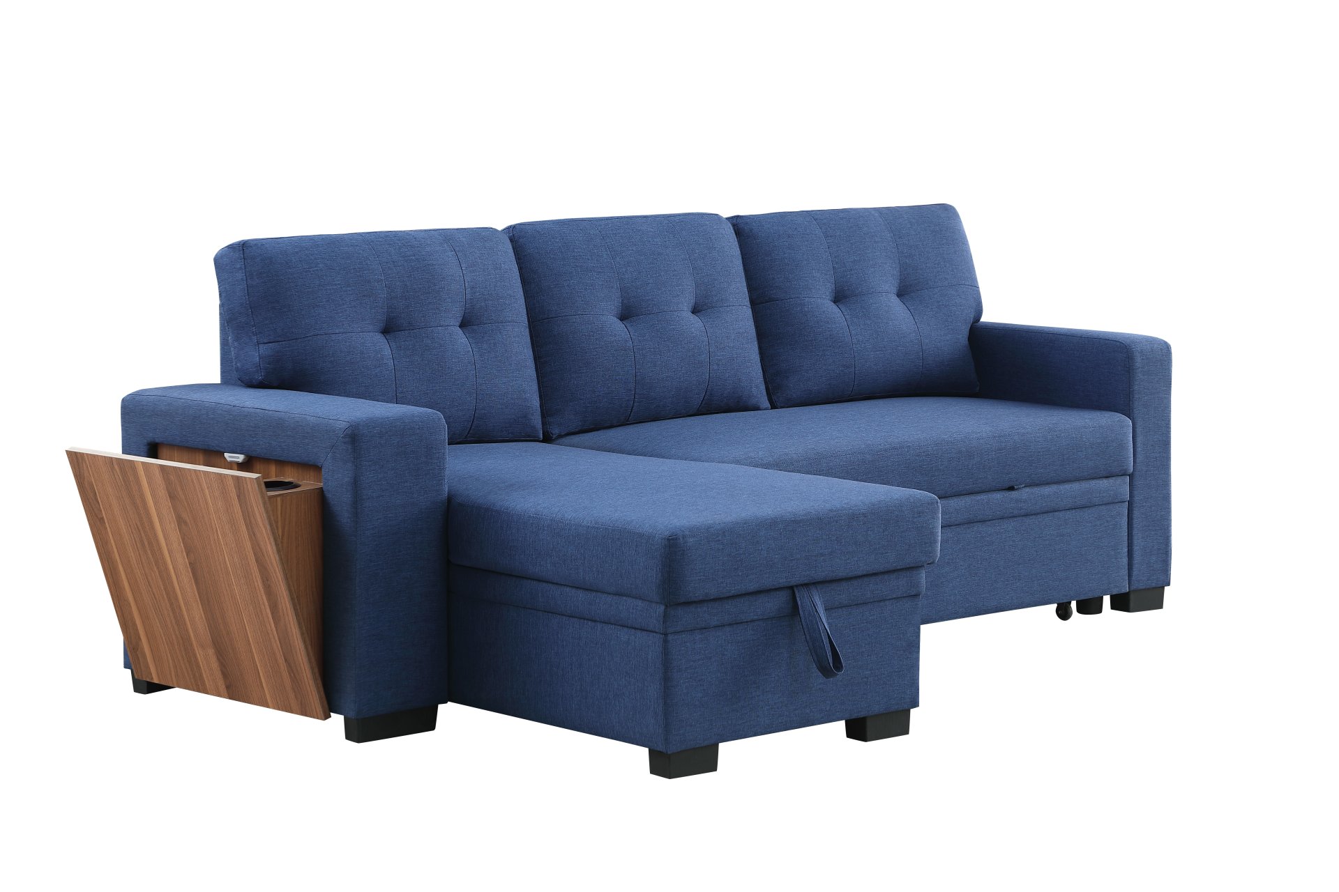 3 Piece Upholstered Sleeper Sofa - Blue - Image 9