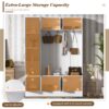 Tall Hall Tree With Shoe Storage, 4 In 1 Entryway Bench With 6 Cabinets, 4 Coat Hooks & Adjustable Shelf For Hallway - White - Image 6