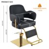 Elegant Barber Chair, Salon Chair For Hair Stylis, With Heavy Duty Hydraulic Pump Adjustable Barber Chair For Beauty Salon Spa Equipment - Golden / Black - Image 3