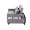 Pull Out Sleep Sofa Bed Loveseats Sofa Couch With Adjsutable Backrest, Storage Pockets, 2 Soft Pillows, USB Ports For Living Room, Bedroom, Apartment, Office - Gray - Image 21