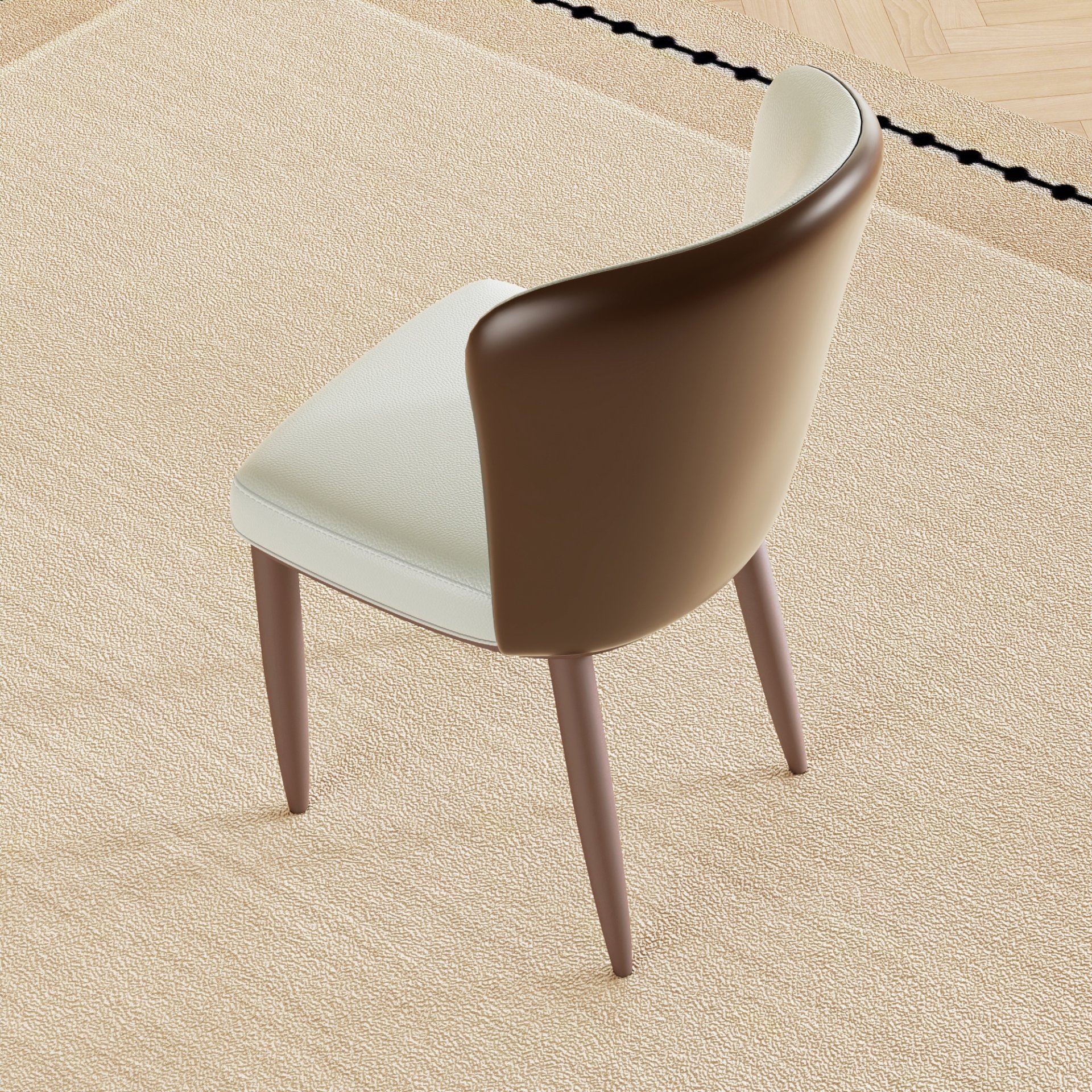 Dining Chair With Carbon Steel Legs, Comfortable Seating, (Set of 2) - White - Image 5