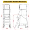 Heavy Duty Aluminum 4 Step Rolling Platform Ladder With 375Lbs Capacity And Safety - Silver - Image 18