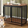 Furniture Style Dog Crate For Small And Medium Dogs, Wooden Cage Indoor Kennel Furniture, Modern Dog Crate End Table With Double Doors - Brown - Image 9