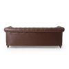Comfy 3 Seat Sofa With Wooden Legs, Retro Style For Living Room And Study - Dark Brown - Image 8