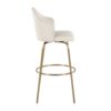 Ahoy - Contemporary Fixed Height Bar Stool Round Gold Footrest (Set of 2) - Cream / Gold - Image 3