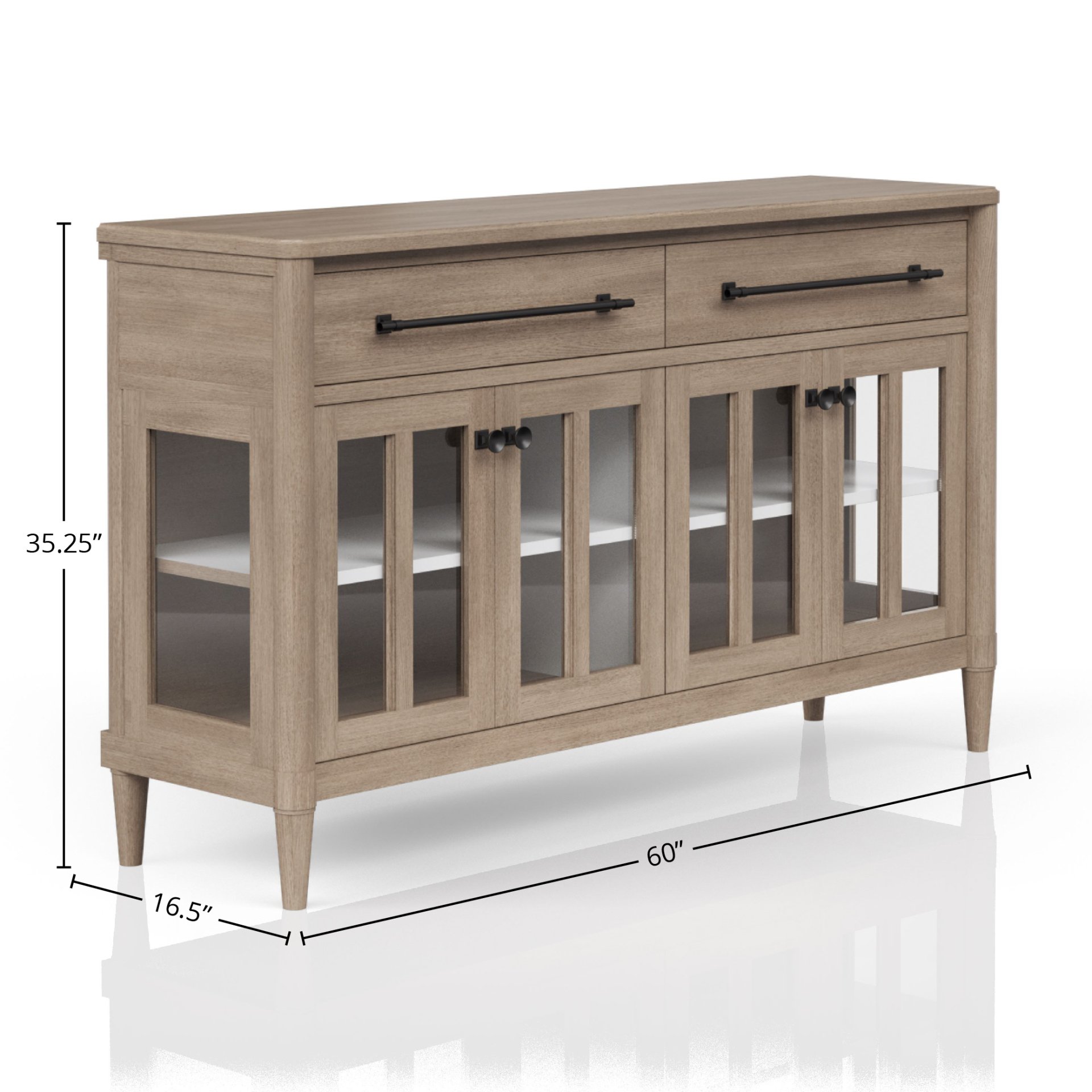 Power Ready - Buffet With Glass Cabinet Doors - Sand - Image 3